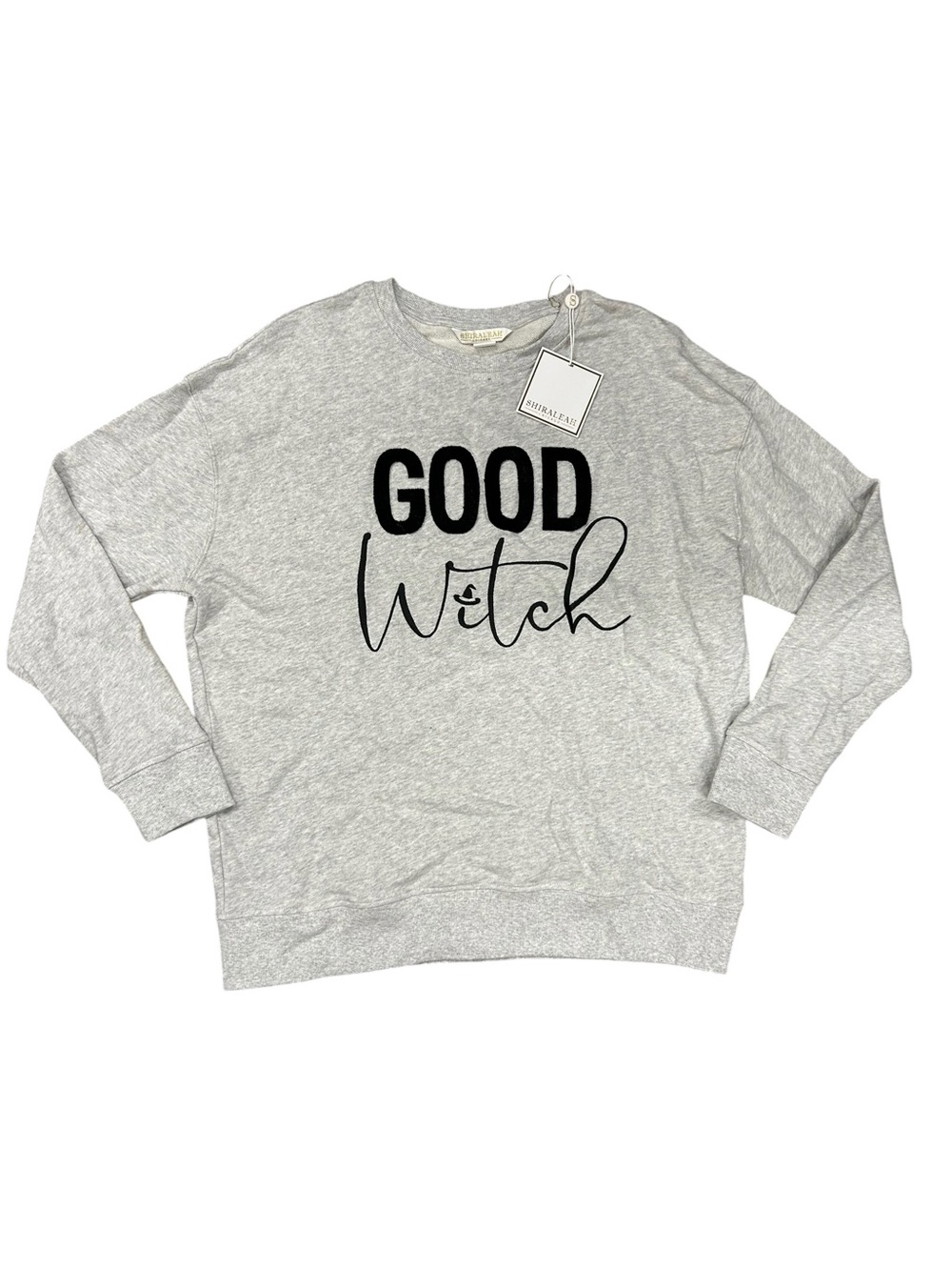 Shiraleah Women’s Large  Good Witch Sweatshirt Grey Embroidered NWT